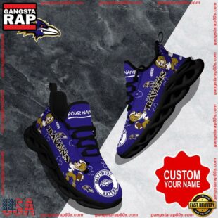 NFL Max Soul Shoes, Baltimore Ravens Clunky Shoes Custom Name For Fans Christmas