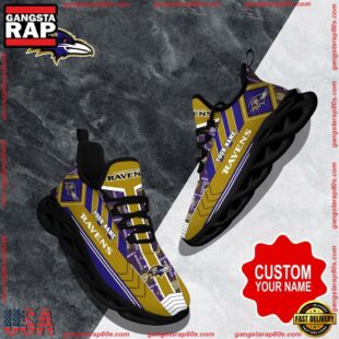 NFL Max Soul Shoes, Baltimore Ravens Clunky Shoes Logo Custom Name Nfl