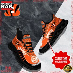 NFL Max Soul Shoes, Cincinnati Bengals Clunky Shoes Sport Custom Name Football