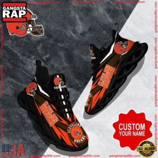 NFL Max Soul Shoes, Cleveland Browns Clunky Shoes Custom Custom Name Football