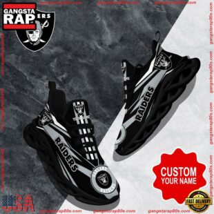 NFL Max Soul Shoes, Las Vegas Raiders Clunky Shoes Custom Custom Name Football