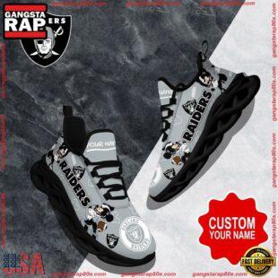 NFL Max Soul Shoes, Las Vegas Raiders Clunky Shoes Custom Name For Fans Christmas