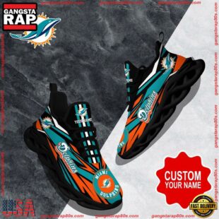 NFL Max Soul Shoes, Miami Dolphins Clunky Shoes Custom Custom Name Football