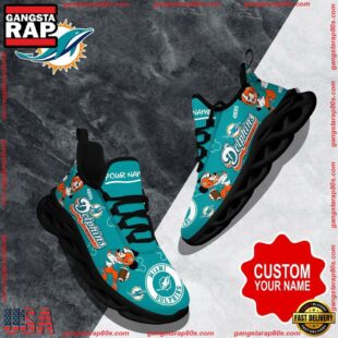 NFL Max Soul Shoes, Miami Dolphins Clunky Shoes Custom Name For Fans Christmas