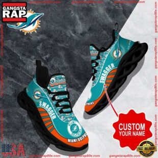 NFL Max Soul Shoes, Miami Dolphins Clunky Shoes Sport Custom Name Football