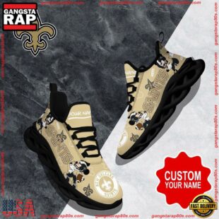 NFL Max Soul Shoes, New Orleans Saints Clunky Shoes Custom Name For Fans Christmas