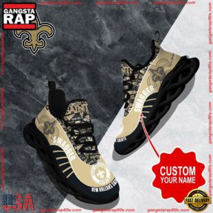 NFL Max Soul Shoes, New Orleans Saints Clunky Shoes Sport Custom Name Football