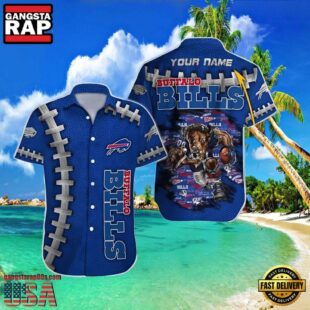 NFL Men's Bills Hawaiian Shirt Logo Print Personalized