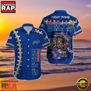 NFL Men's Bills Hawaiian Shirt Logo Print Personalized