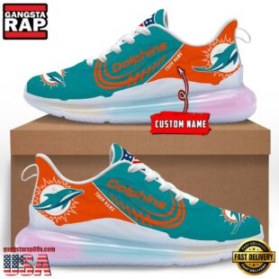 NFL Miami Dolphins Custom Rainbow Atmospheric Cushion Running Shoes, Women's Sneaker