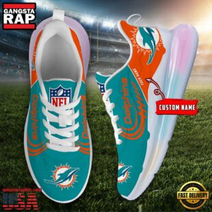 NFL Miami Dolphins Custom Rainbow Atmospheric Cushion Running Shoes, Women's Sneaker