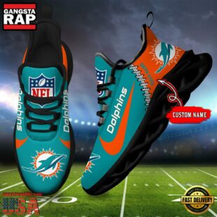 NFL Miami Dolphins Football Team Design Max Soul Shoes, Football New Sneaker Shoes