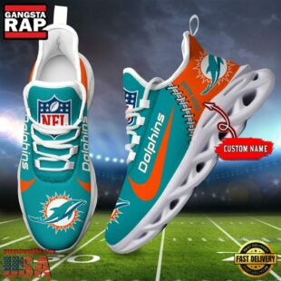 NFL Miami Dolphins Football Team Design Max Soul Shoes, Football New Sneaker Shoes