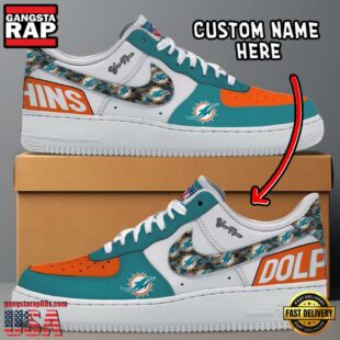 NFL Miami Dolphins Logo Team Design Custom Air Force 1 Shoes