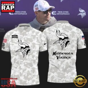 NFL Minnesota Vikings Camo 2024 Salute to Service Polo Shirt