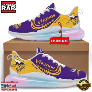 NFL Minnesota Vikings Custom Rainbow Atmospheric Cushion Running Shoes, Women's Sneaker