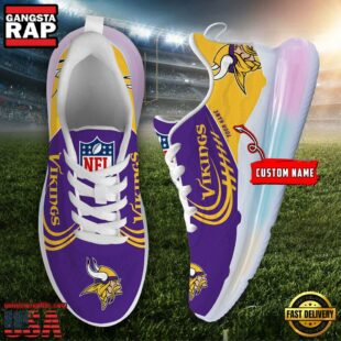 NFL Minnesota Vikings Custom Rainbow Atmospheric Cushion Running Shoes, Women's Sneaker