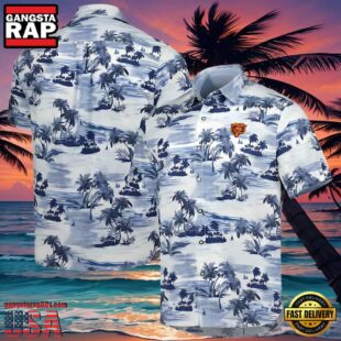 NFL Navy Chicago Bears Hawaiian Shirt Tropical Horizons Butt