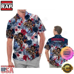 NFL New England Patriots America Flag Tropical Floral Custom Hawaiian Shirt