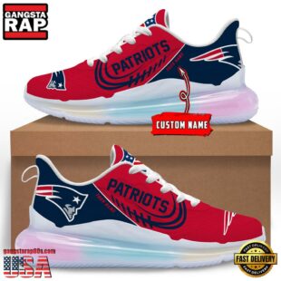 NFL New England Patriots Custom Rainbow Atmospheric Cushion Running Shoes, Women's Sneaker