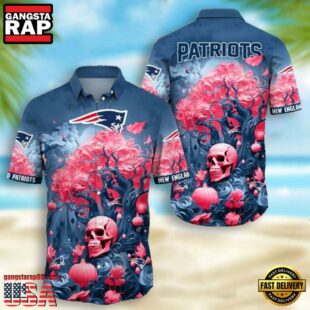 NFL New England Patriots Skull Pumpkin Halloween Hawaiian Shirt