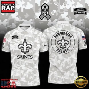 NFL New Orleans Saints Camo 2024 Salute to Service Polo Shirt