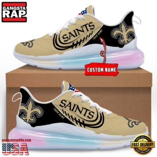 NFL New Orleans Saints Custom Rainbow Atmospheric Cushion Running Shoes, Women's Sneaker