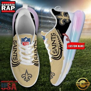 NFL New Orleans Saints Custom Rainbow Atmospheric Cushion Running Shoes, Women's Sneaker