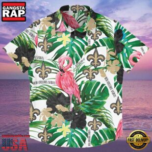 NFL New Orleans Saints Flamingo Button Up Shirt