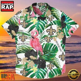 NFL New Orleans Saints Flamingo Button Up Shirt