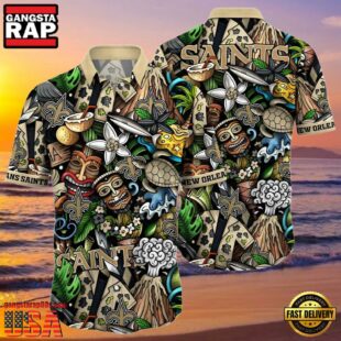 NFL New Orleans Saints Hawaiian Shirt Design Island Tiki