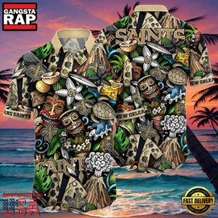 NFL New Orleans Saints Hawaiian Shirt Design Island Tiki