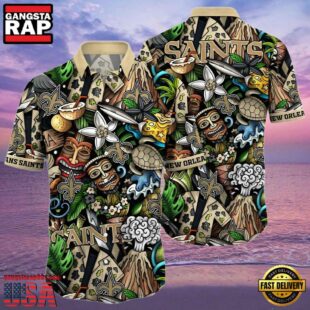 NFL New Orleans Saints Hawaiian Shirt Design Island Tiki