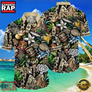 NFL New Orleans Saints Hawaiian Shirt Design Island Tiki