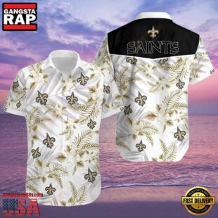 NFL New Orleans Saints Hawaiian Shirt White Tropical Fleur