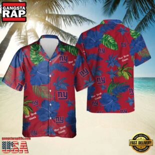 NFL New York Giants Color Hibiscus Button Up Hawaiian Shirt