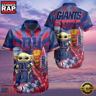 NFL New York Giants Hawaiian Shirt Baby Yoda Tiki Party