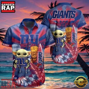 NFL New York Giants Hawaiian Shirt Baby Yoda Tiki Party