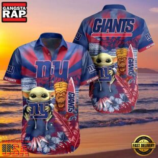 NFL New York Giants Hawaiian Shirt Baby Yoda Tiki Party