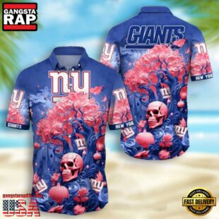 NFL New York Giants Skull Pumpkin Halloween Hawaiian Shirt