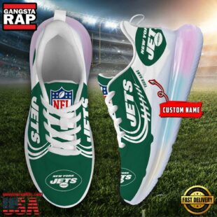 NFL New York Jets Custom Rainbow Atmospheric Cushion Running Shoes, Women's Sneaker