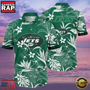 NFL New York Jets Hawaiian Shirt White Flowers