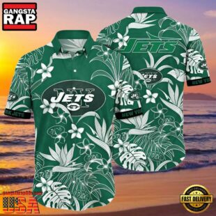 NFL New York Jets Hawaiian Shirt White Flowers