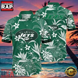 NFL New York Jets Hawaiian Shirt White Flowers