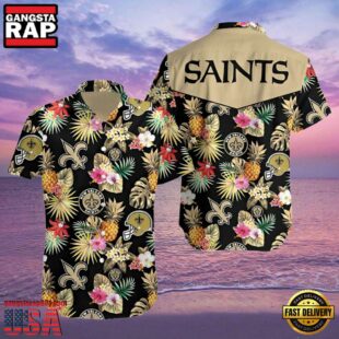 NFL Nts Hawaiian Shirt Vintage Tropical Pineapple Summer Print