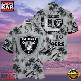 NFL Oakland Raiders Hawaiian Shirt Tropical Coconut Tree