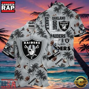 NFL Oakland Raiders Hawaiian Shirt Tropical Coconut Tree