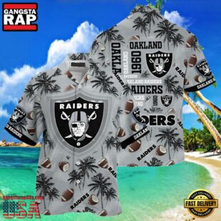 NFL Oakland Raiders Hawaiian Shirt Tropical Coconut Tree