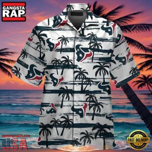 NFL Palm Tree Houston Texans Hawaiian Shirt White