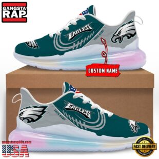 NFL Philadelphia Eagles Custom Rainbow Atmospheric Cushion Running Shoes, Women's Sneaker